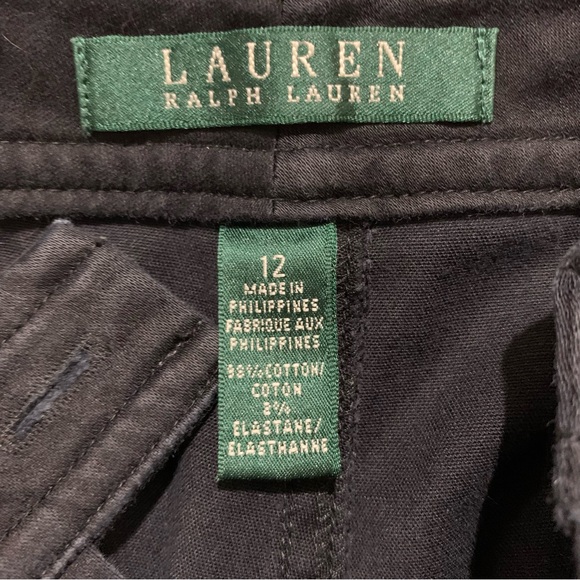 Lauren Ralph Lauren Women’s Black Flat Front Shorts Size 12 Cotton Stretch - Picture 4 of 6